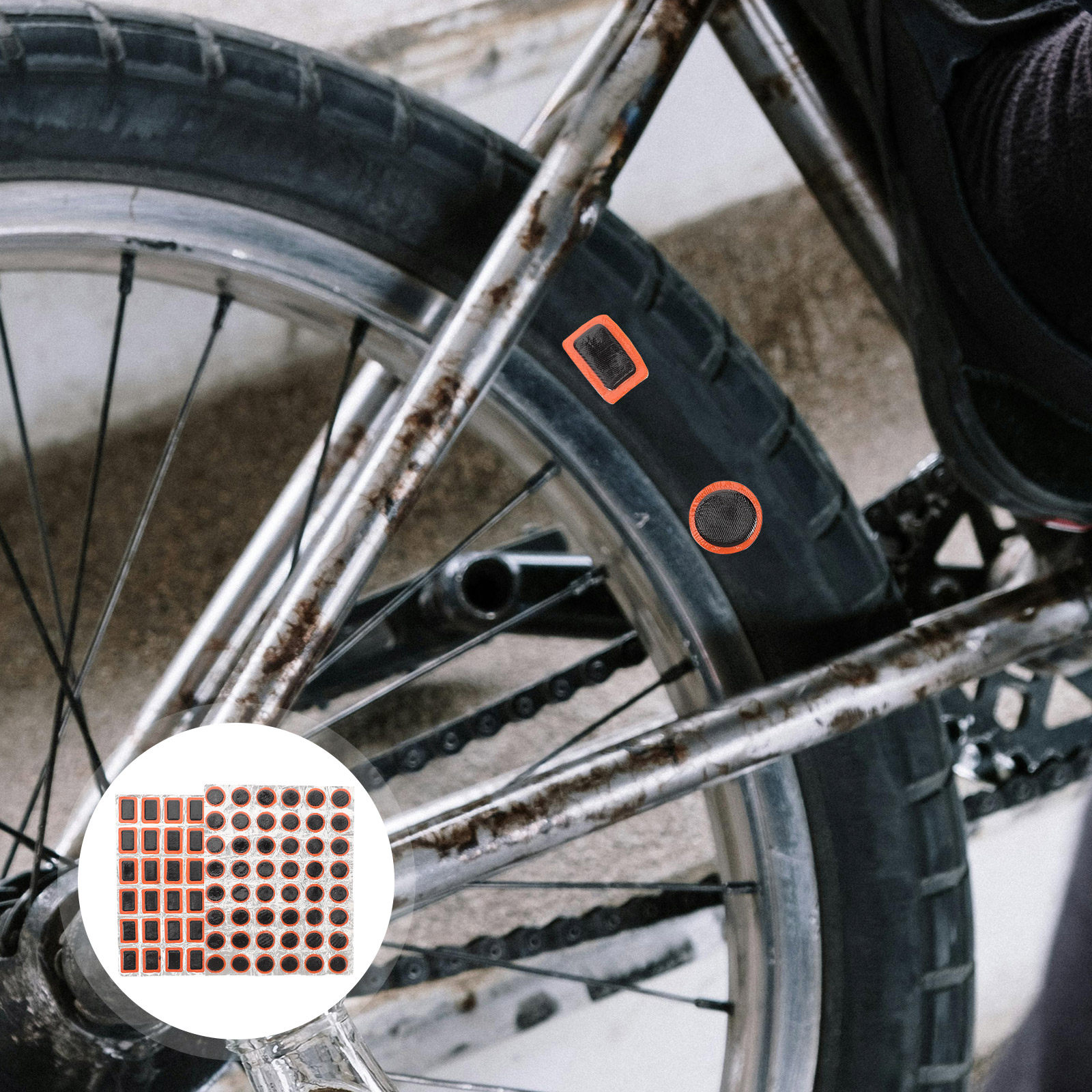 Bike Tube Repair Kit - 2시트 자전거 타이어 수리 키트, 견고한