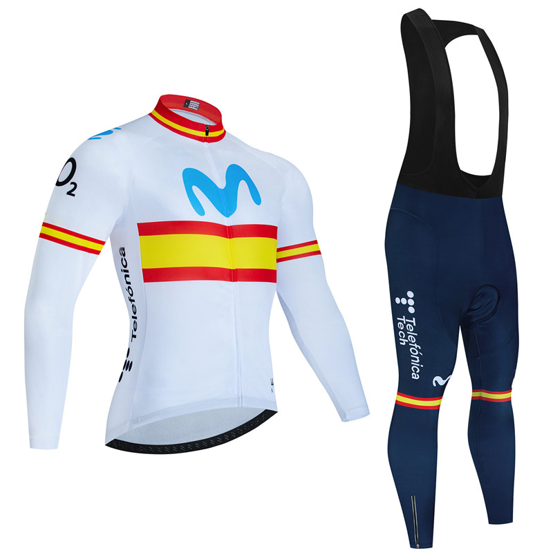 스페인 Movistar 가을 긴 소매 사이클링 저지 세 - Cycling Gear Logo 리뷰 및 가격
