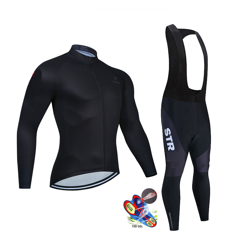 STR 사이클링 의류 세트 남성용, 가을 블랙 긴 소매 - Cycling Gear Logo 리뷰 및 가격